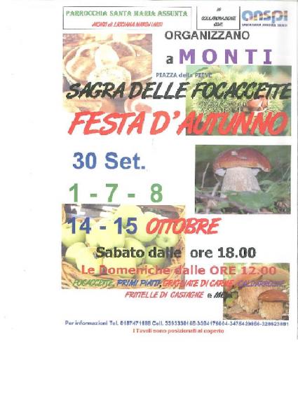 SAGRA DELLA FOCACCETTA - FESTA D'AUTUNNO