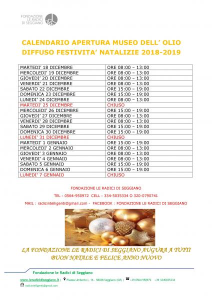 APERTURA FONDAZIONE LE RADICI DI SEGGIANO FESTIVITA' NATALIZIE