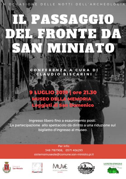 IL PASSAGGIO DEL FRONTE DA SAN MINIATO: conferenza a cura di Claudio Biscarini