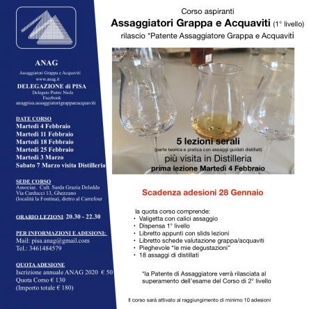 Corso di 1° livello per aspiranti Assaggiatori Grappa e Acquaviti