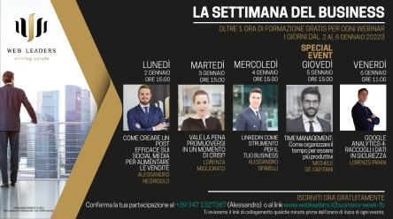 La settimana del business dal 2 al 6 Gennaio, webinar gratuiti sul web marketing