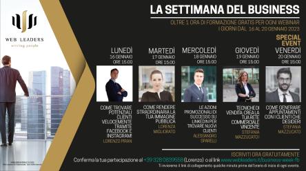 La settimana del business dal 16 al 20 Gennaio, webinar gratuiti sul web marketing